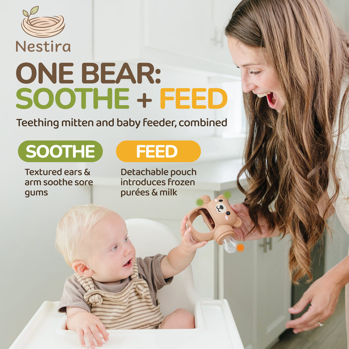 Nestira Comfort Bear Teething & Feeding Mitten