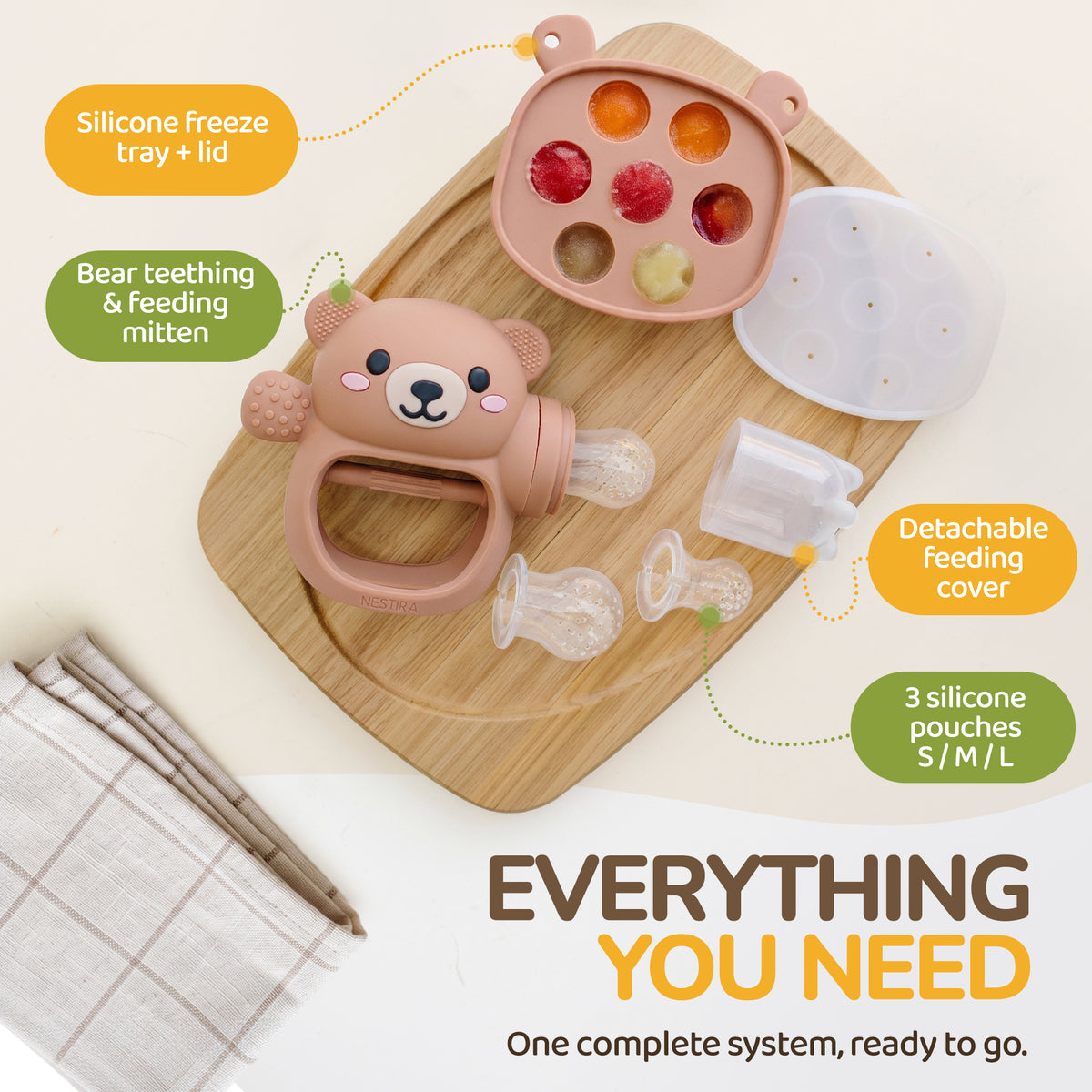 Nestira Comfort Bear Teething & Feeding Mitten